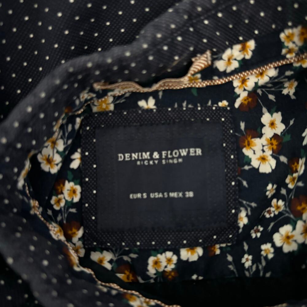 Denim & Flower Mens Blue Polka Dot Button Up Shirt Small Casual Preppy Cotton - Picture 7 of 11